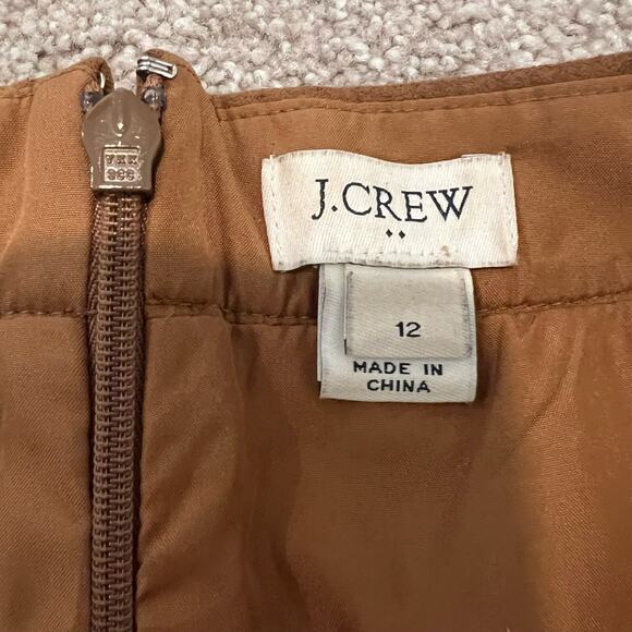 J Crew Women's Suede Camel Brown Mini Skirt Ruffle Size 12 - Picture 3 of 7